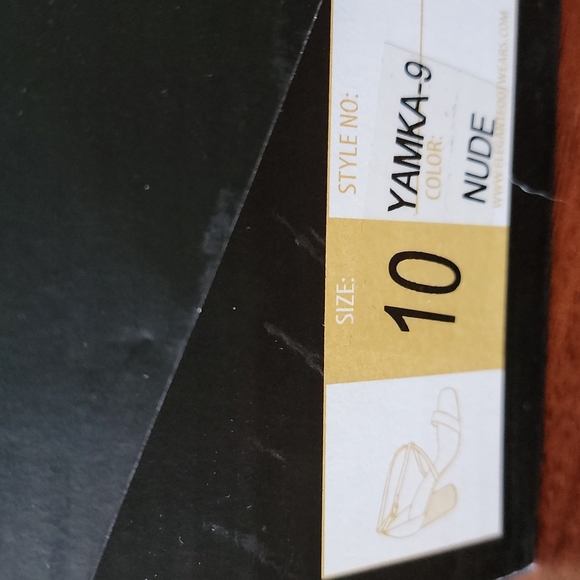 💙2xHP💙 Cathy Din Yamka-9 Nude Open-Toe Rhinestone Block Heels 10 - Picture 15 of 16